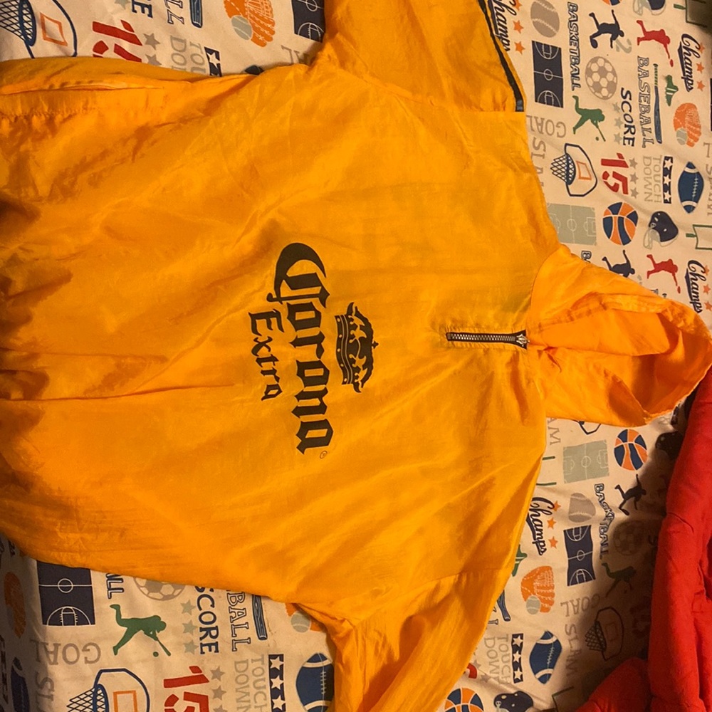 Long sleeved yellow corona windbreaker